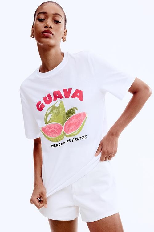 Printed t-shirt - white guava