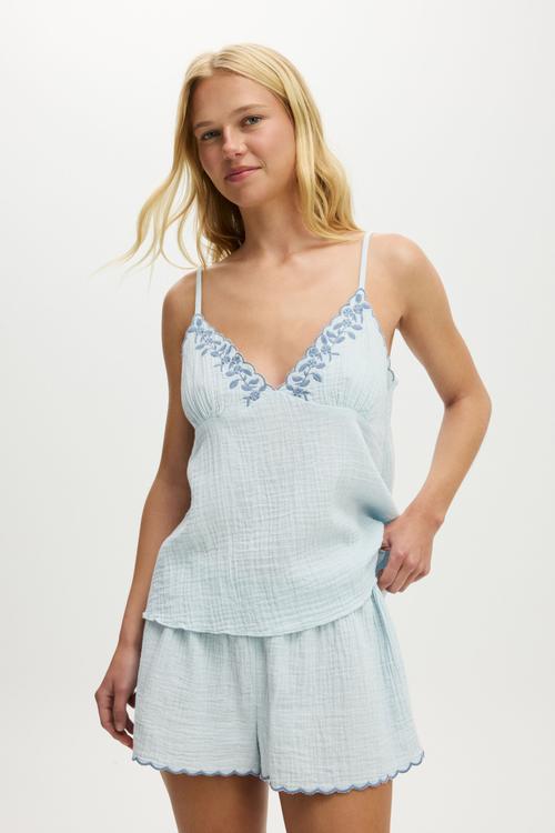 Woven cami sleep set - ballad blue