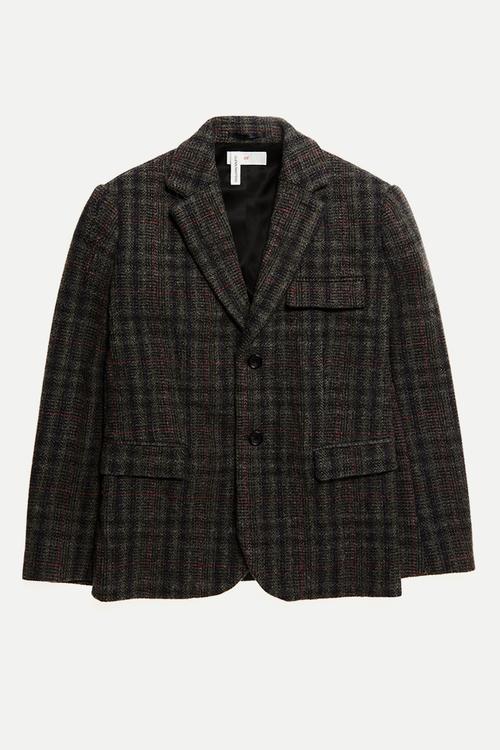 Wool-blend blazer - dark brown checked