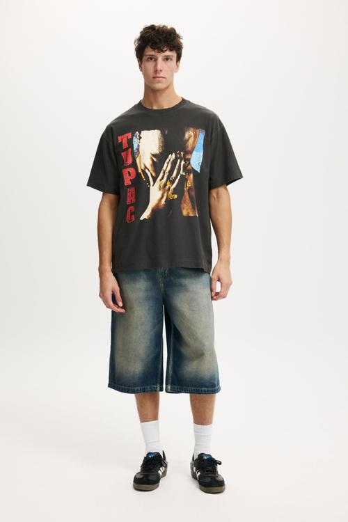 Box Fit Premium Music T-Shirt - Lcn Bra Faded Slate / Tupac - Against The Wor