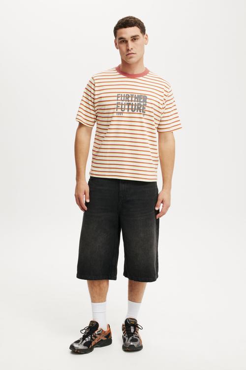 Cropped Fit Graphic T-Shirt - Creampuff/Future 1991 Stripe