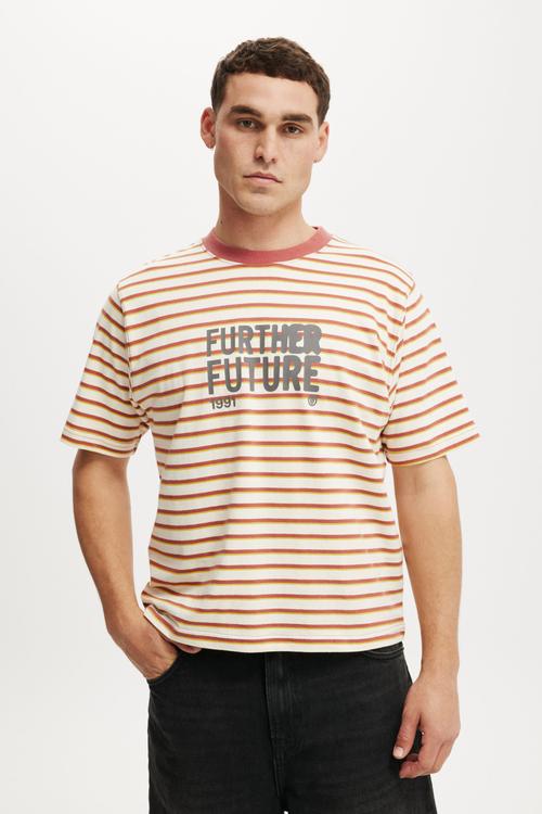 Cropped Fit Graphic T-Shirt - Creampuff/Future 1991 Stripe