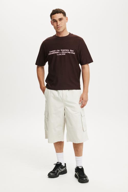 Cropped Fit Graphic T-Shirt - Dark Oak/Existance