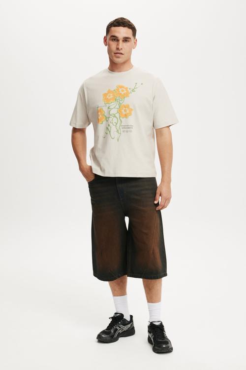 Cropped Fit Graphic T-Shirt - Sand Dune/Dreams