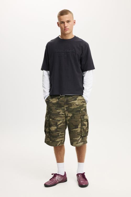 Cropped Fit Graphic T-Shirt - Ink Navy/Solaris