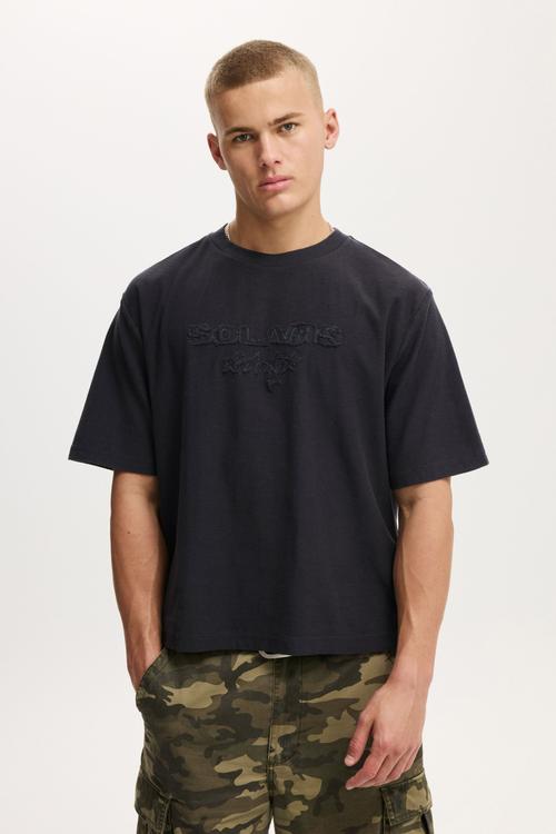 Cropped Fit Graphic T-Shirt - Ink Navy/Solaris