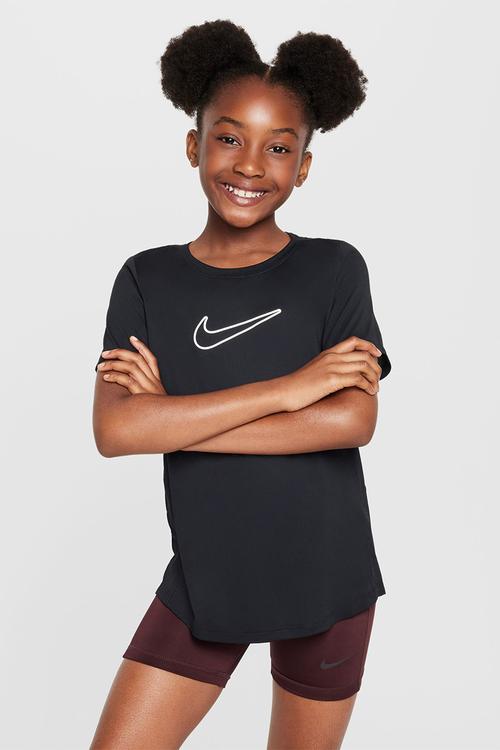 Girls nike dri-fit one std short sleeve top hbr-black/white