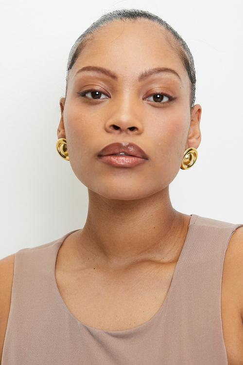 Indira round studded earrings - gold