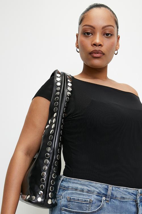 Kenna studded bucket bag - black