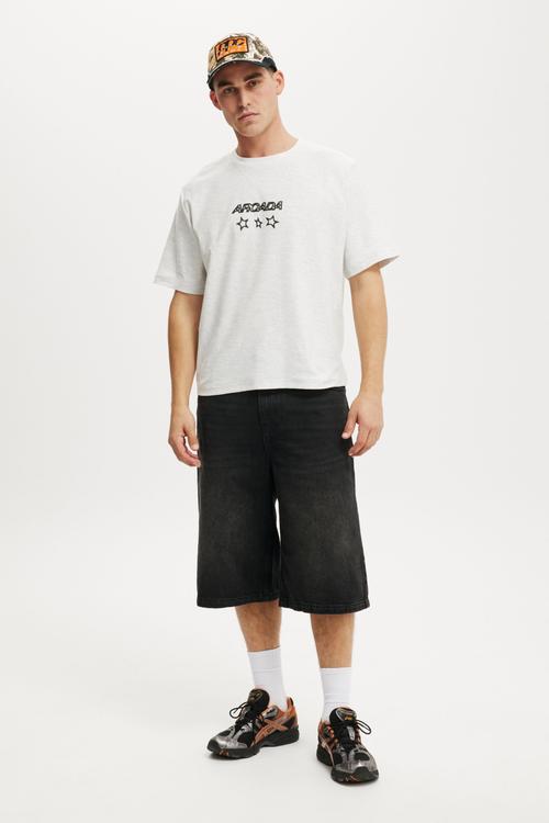 Cropped Fit Graphic T-shirt - White Marle/Arcada
