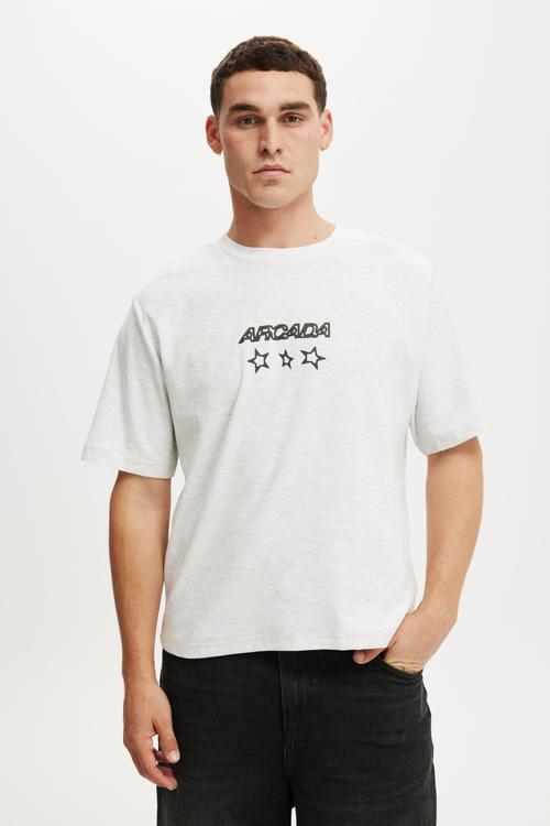 Cropped Fit Graphic T-shirt - White Marle/Arcada