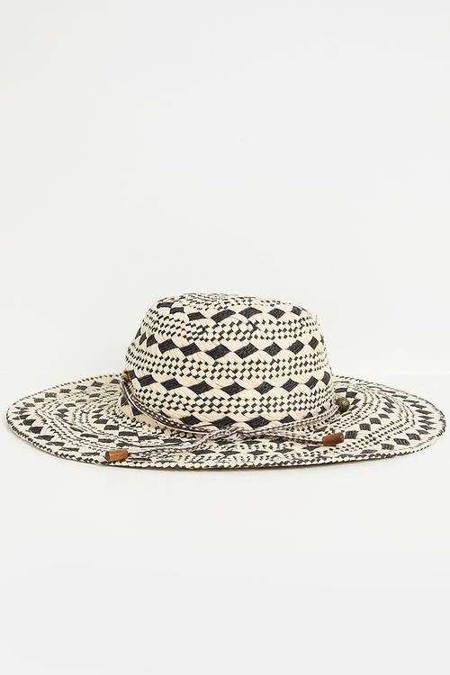 Annalise woven straw patterned sun hat-multi