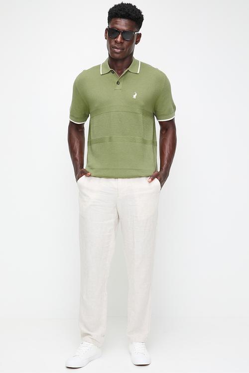 MADDOX Textured Knitted Ss Golfer - Fatigue