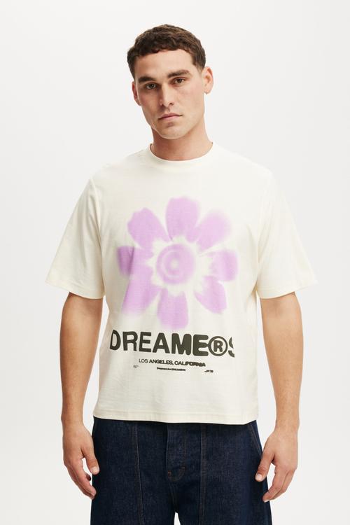 Cropped Fit Graphic T-shirt - Creampuff/Floral Dreamers