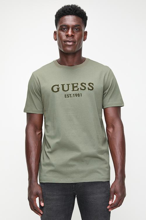 Ss Cn Guess Box Logo Tee - Mossy Green