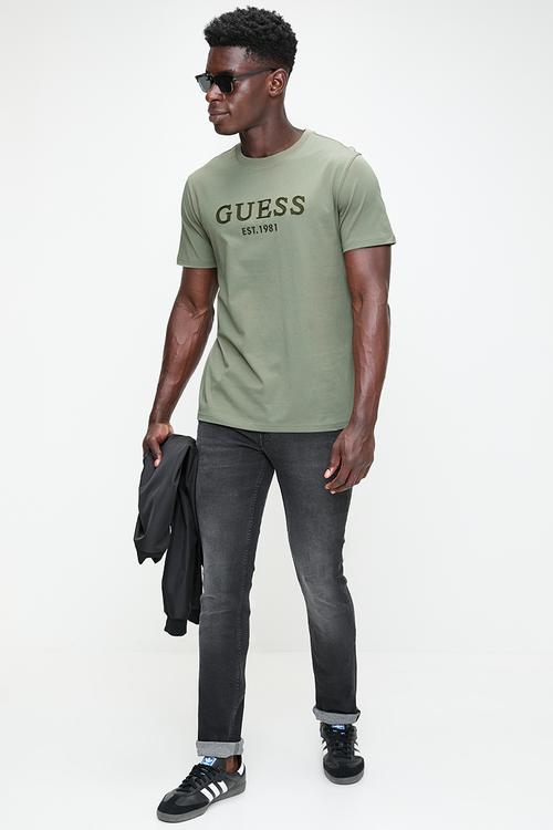 Ss Cn Guess Box Logo Tee - Mossy Green