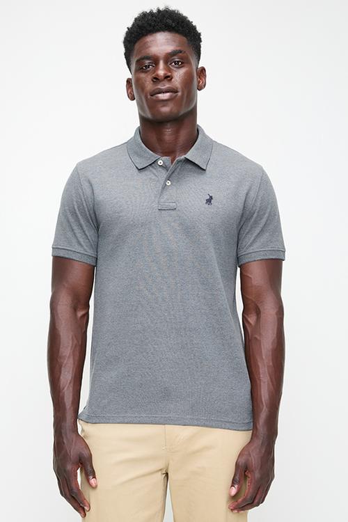 Mens stretch pique short sleeve golfer - grey