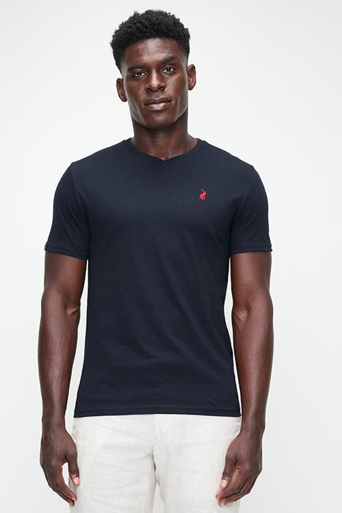Mens v-neck T-shirt - navy