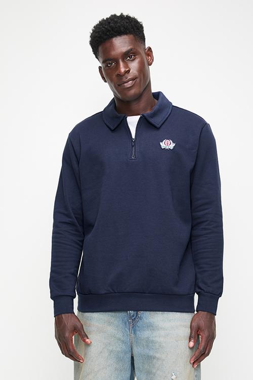 Varsity Half Zip Sweatshirt  - night indigo