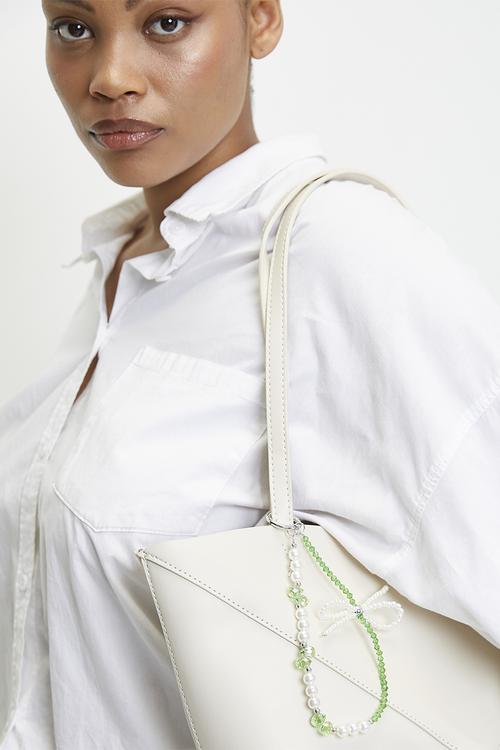 Gabriella beaded pearl bag charm accessory - green