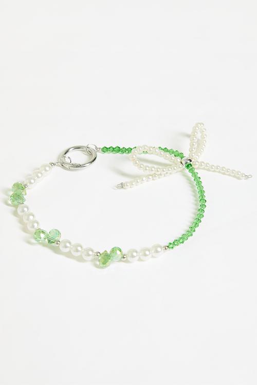Gabriella beaded pearl bag charm accessory - green