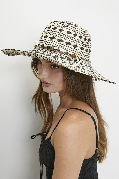 Annalise woven straw patterned sun hat-multi