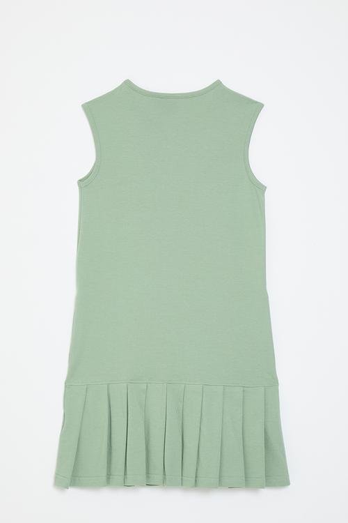 Girls anna sl pleated dress - sage
