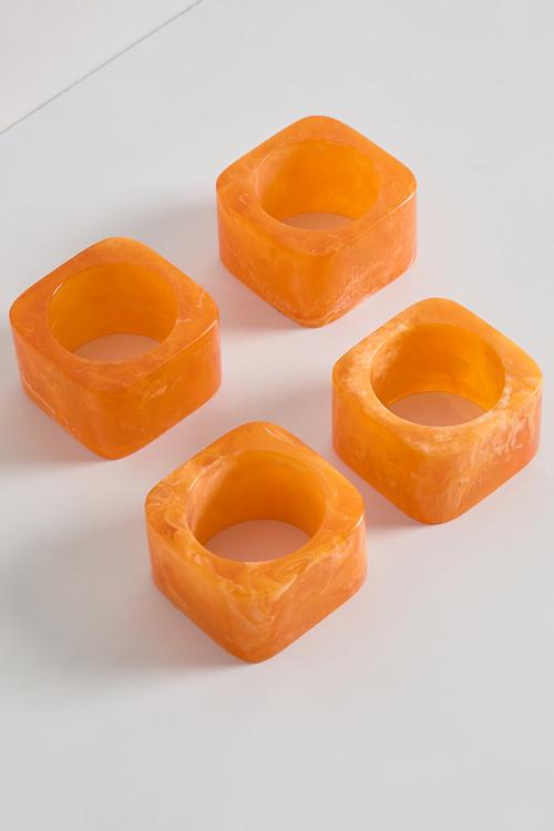 Resin napkin rings set of 4 - rust