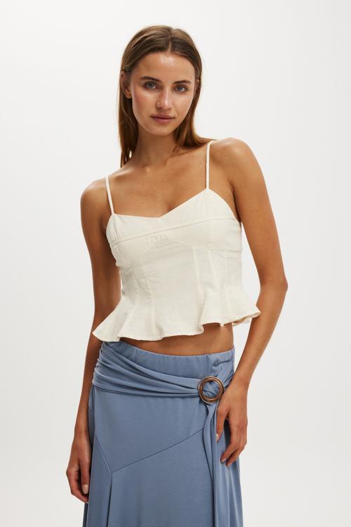 Flounce strappy cami - honey cream