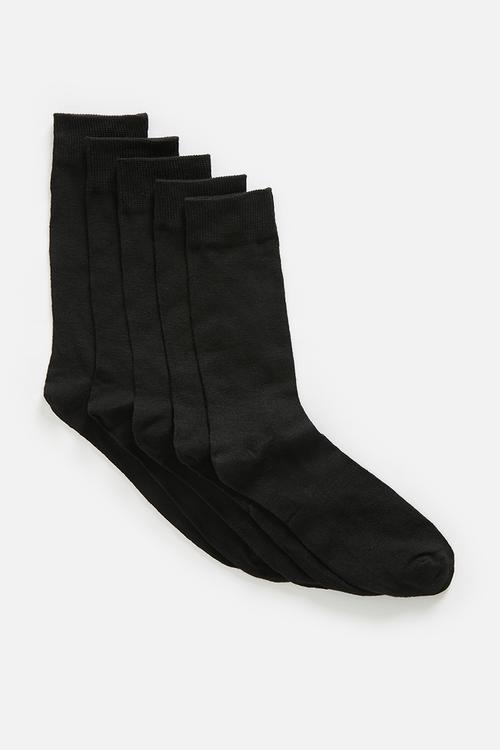 5 Pack Socks With Reinforced Heel And Toe - Black