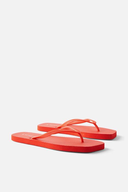 Square toe flip flop - red