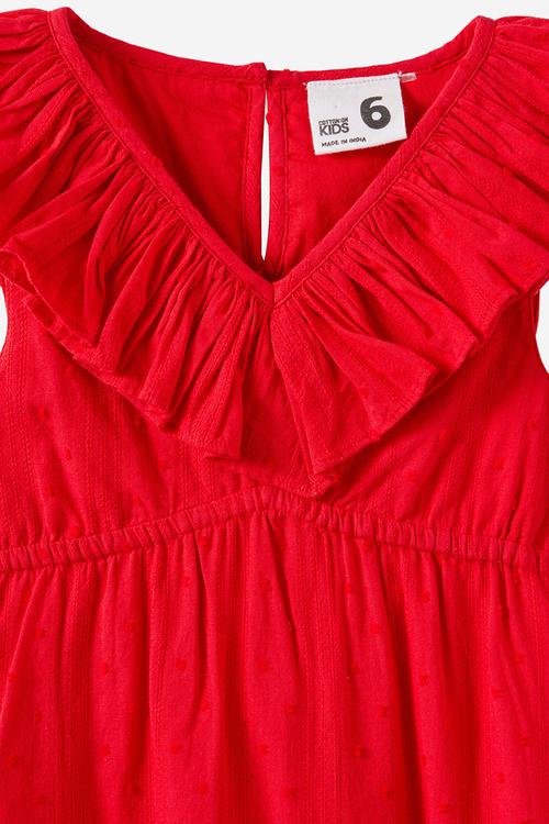 Frida flutter sleeve dress - varsity red