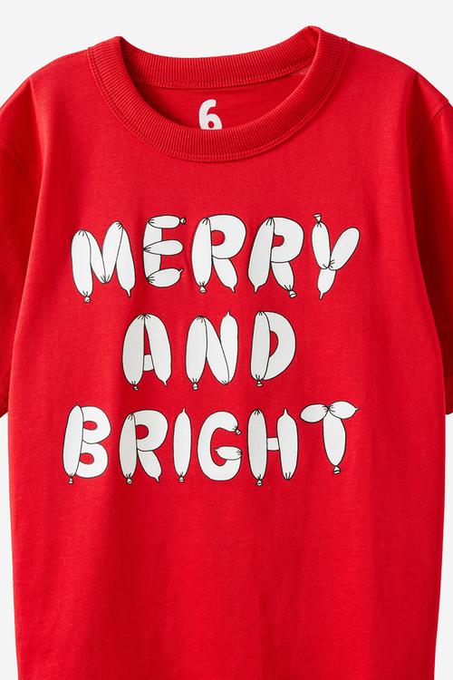 Jonny short sleeve graphic print tee - varsity red/merry and bright