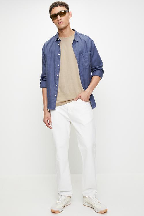Crew Neck T-shirt  - Mushroom & Light Khaki
