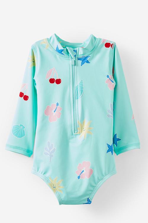 Lucy long sleeve ruffle back swimsuit - blue aura/tropical tides