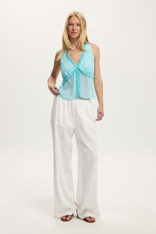 Chiffon ruffle cami - aqua crush