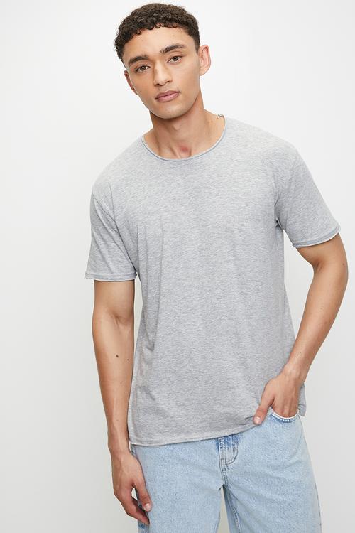 Crew Neck T-shirt - Lt Grey Marl