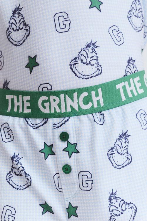 Damon short sleeve pyjama set license - lcn drs dawn blue/grinch houndstooth yardage