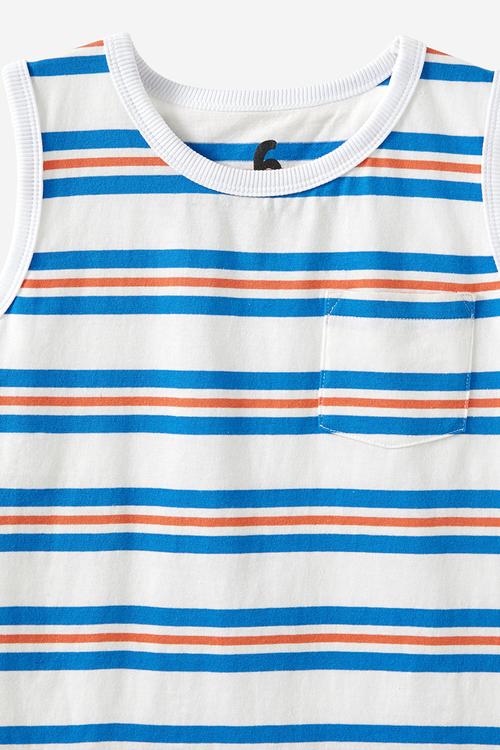 The essential tank - vanilla/harbour blue/chilli pumpkin stripe
