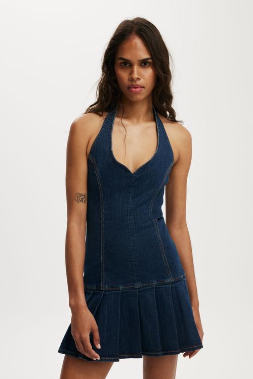 Kori denim halter dress - hysteric blue