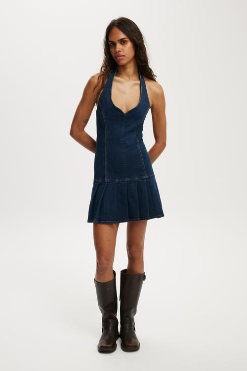 Kori denim halter dress - hysteric blue