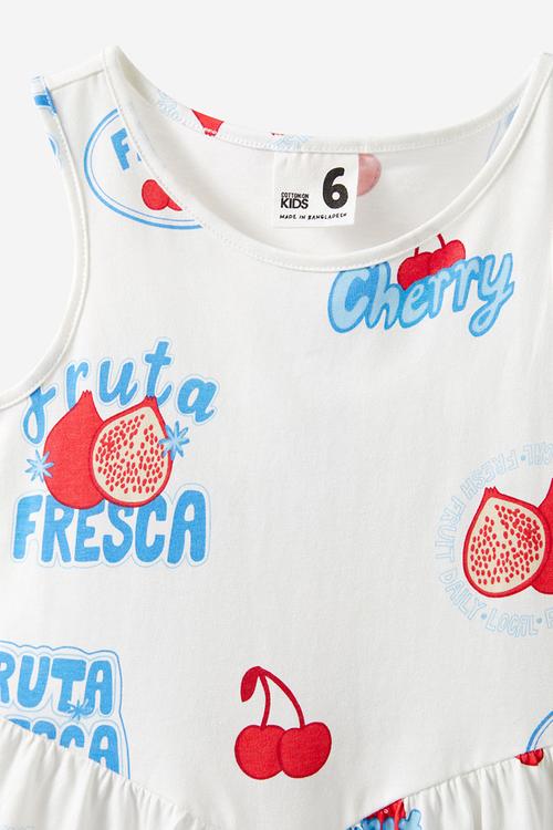 Summer sleeveless dress - vanilla/fruta