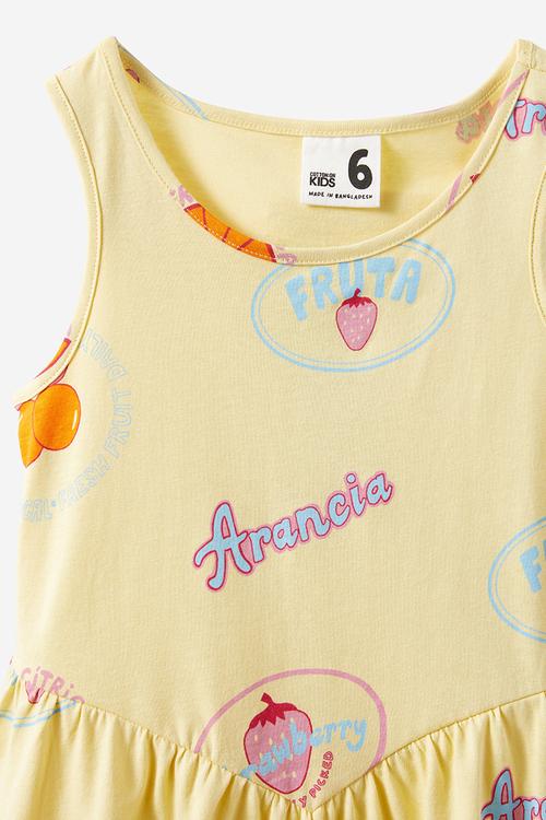 Summer sleeveless dress - baby yellow/fruta