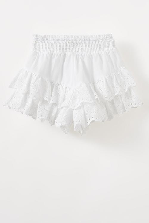 Belle woven frill short - white