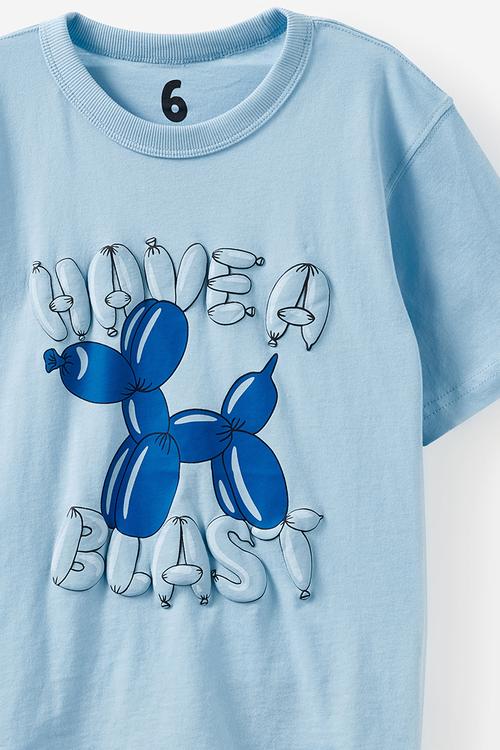 Poppy oversize graphic print tee - pers sky blue/have a blast