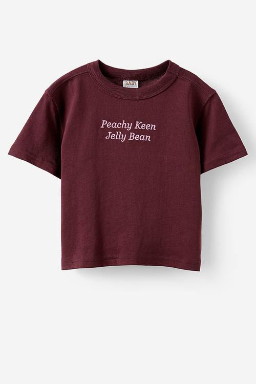 Bobbi short sleeve lcn tee - bordeaux/peachy keen jelly bean