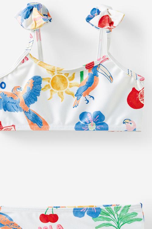 Peggy bow bikini - dark vanilla/tropical birds