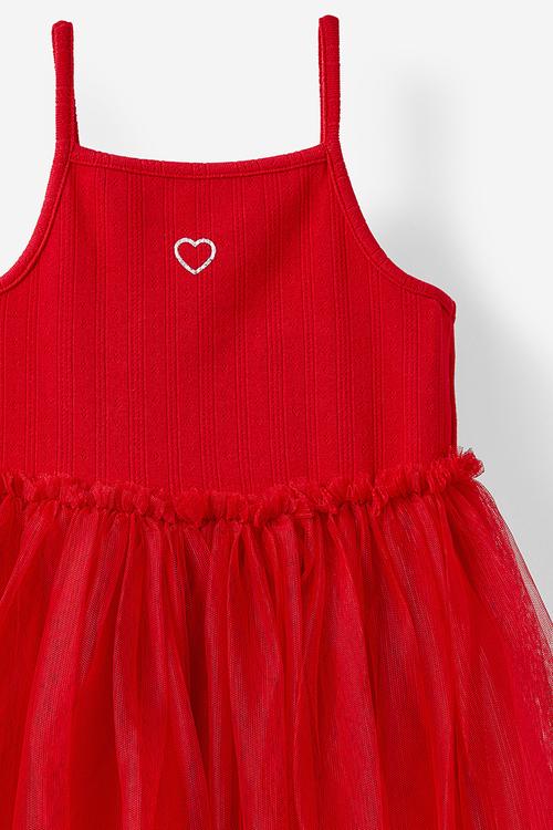 Harper dress up dress - varsity red/pointelle heart