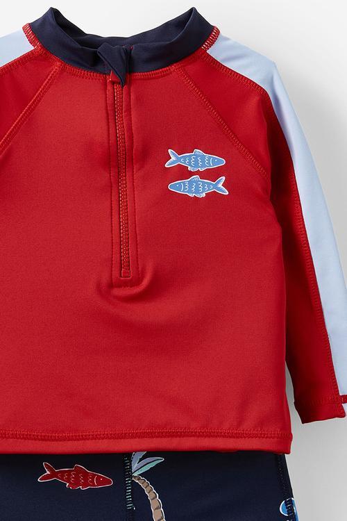 Kai rash vest and shorties swim set - varsity red/tropical tides
