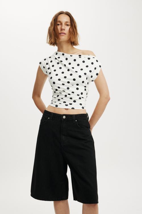 Lyocell Wide Denim Jort - Dire Black